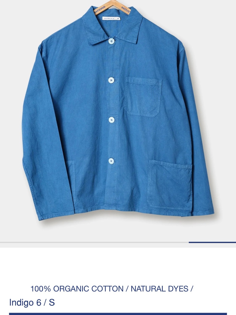 Industry of All Nations Organic Cotton Ponya Jacket in Indigo - Size Medium